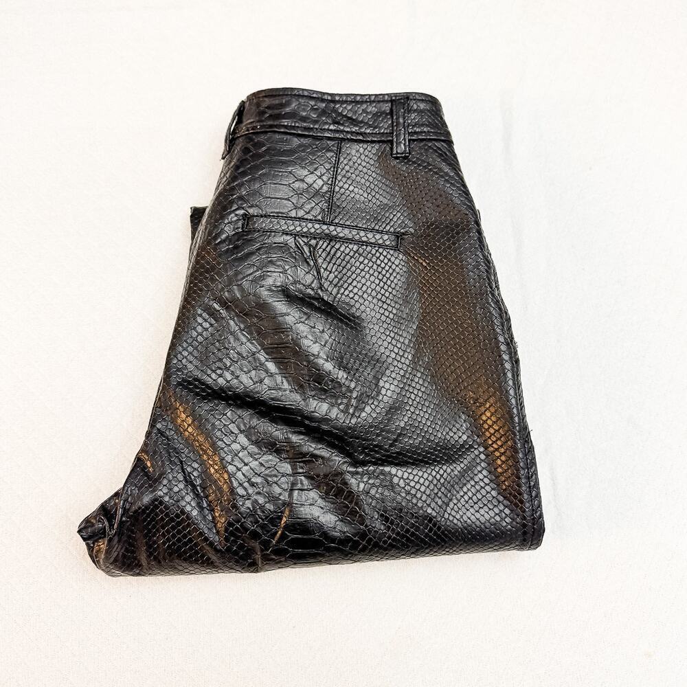 Babaton Black Faux Leather Snakeskin Embossed Pants Size 6